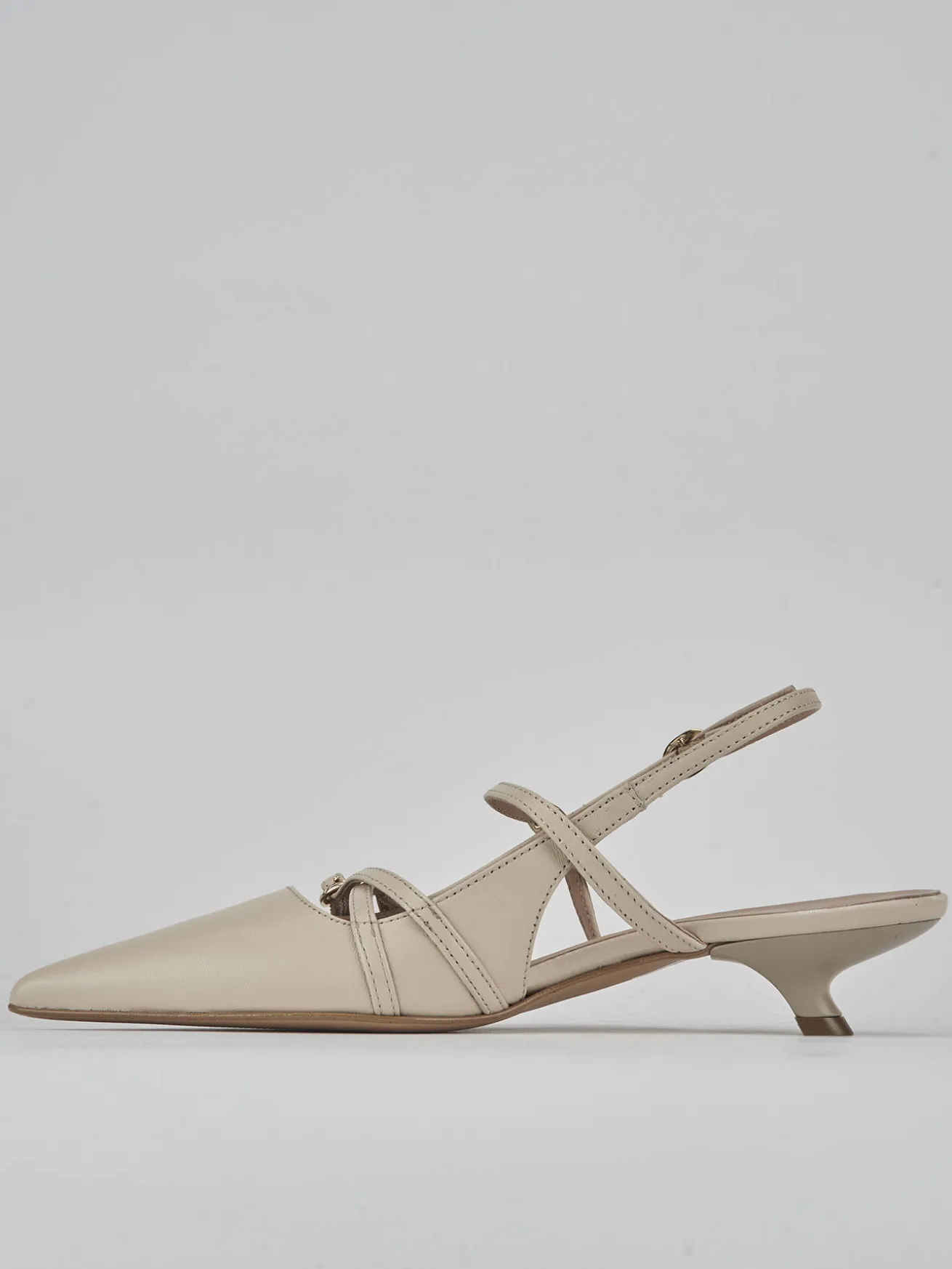 Slingback tacco 3cm pelle bianco