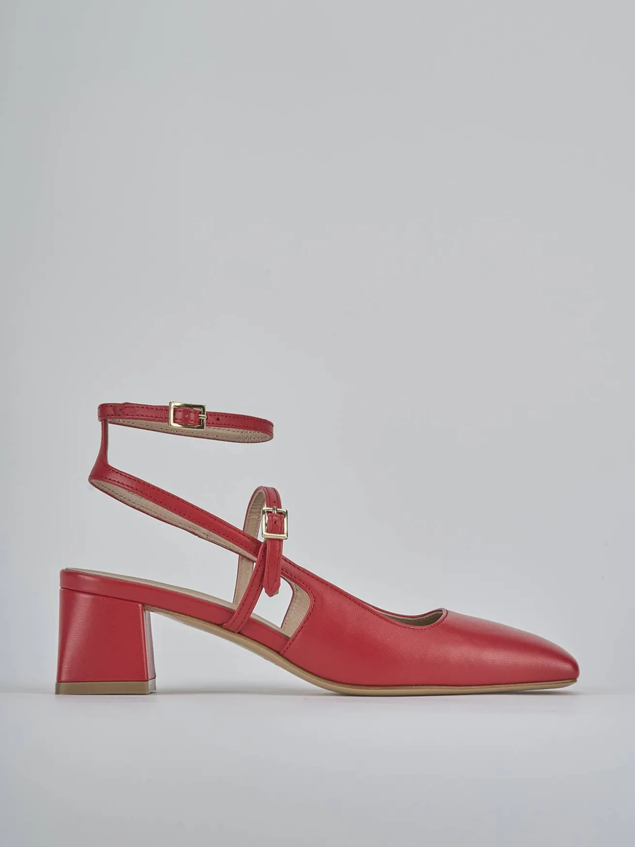 Slingback tacco 5cm pelle rosso