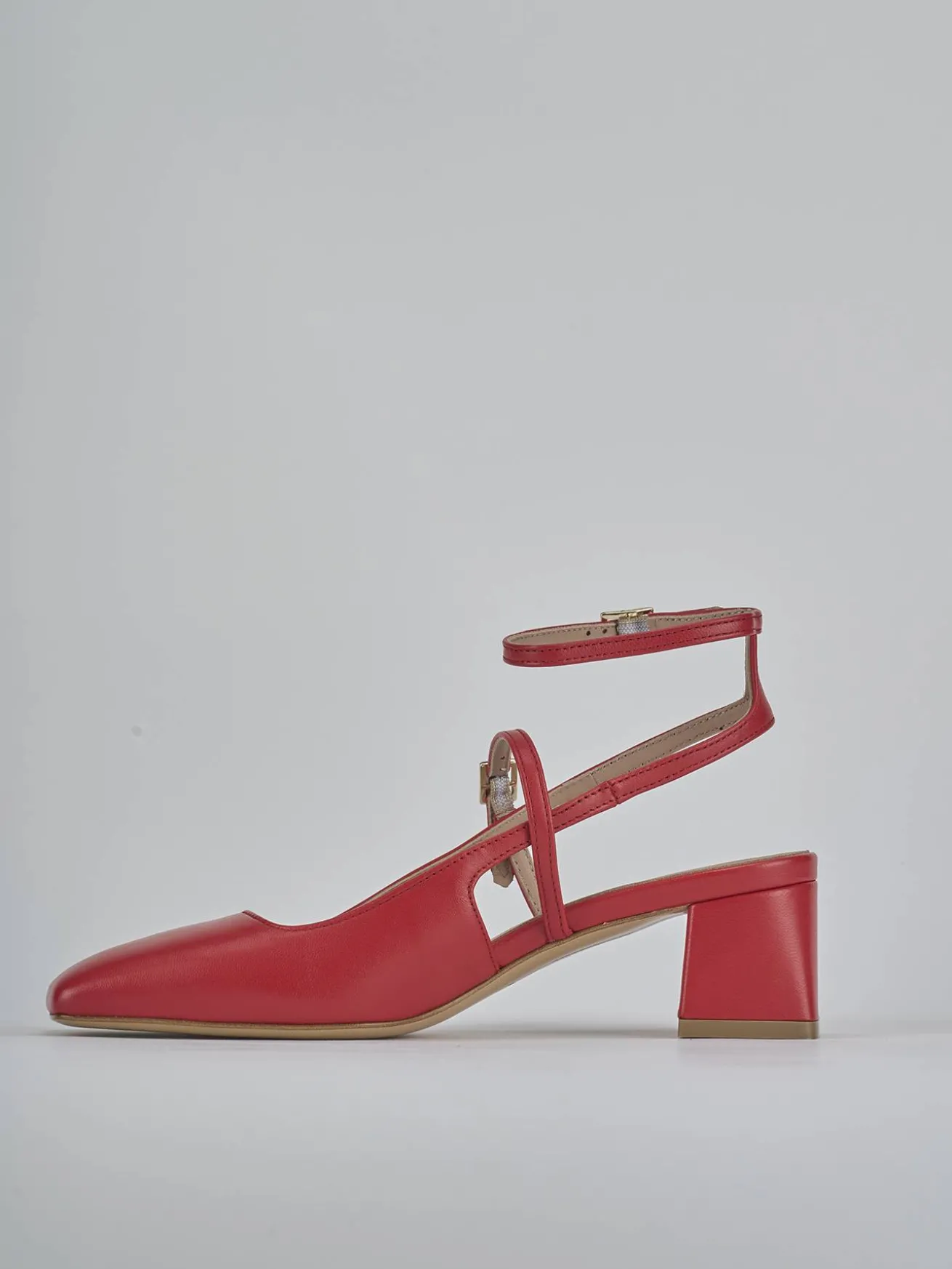 Slingback tacco 5cm pelle rosso