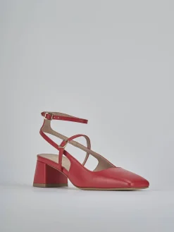 Slingback tacco 5cm pelle rosso