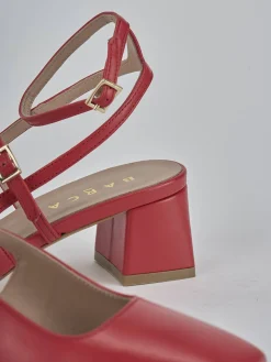 Slingback tacco 5cm pelle rosso