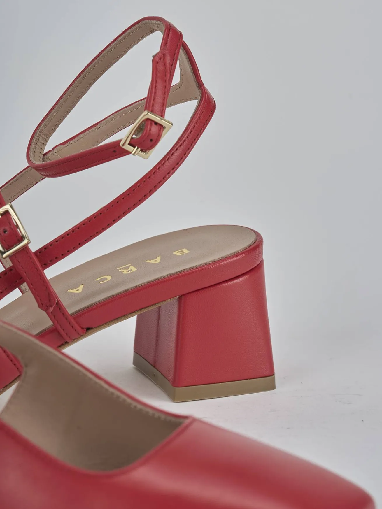 Slingback tacco 5cm pelle rosso