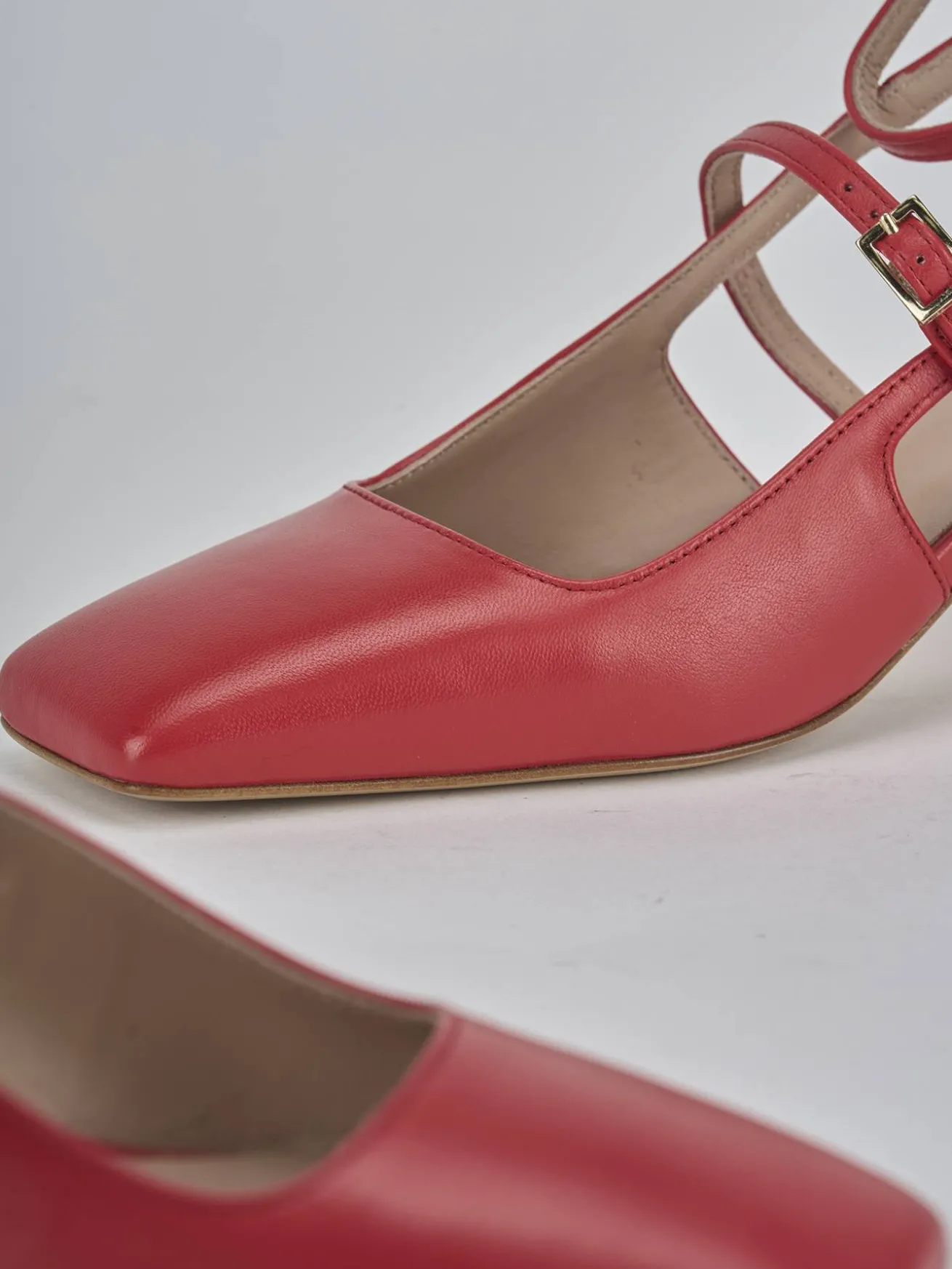 Slingback tacco 5cm pelle rosso
