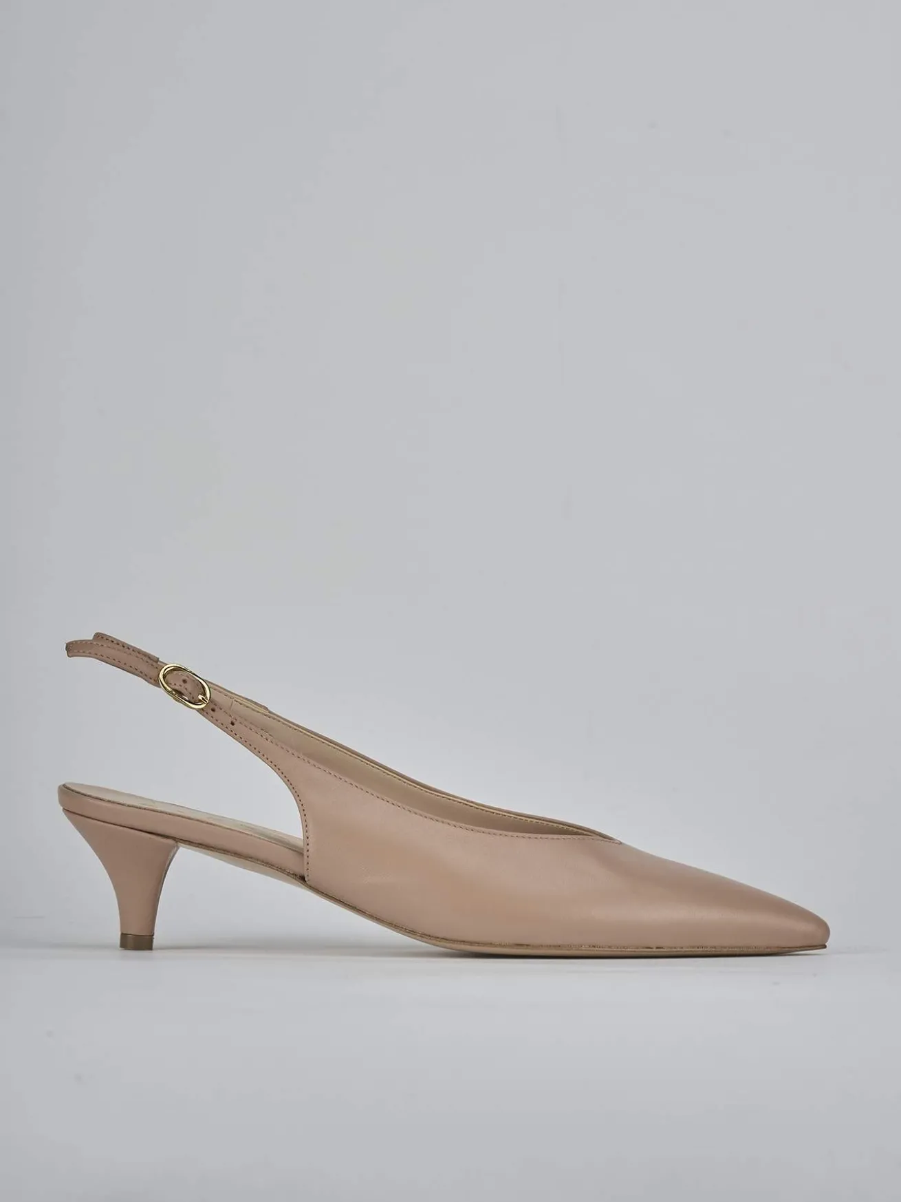 Slingback tacco 5cm pelle marrone
