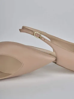 Slingback tacco 5cm pelle marrone
