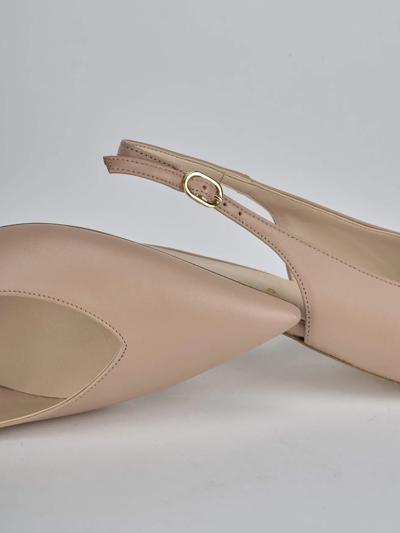 Slingback tacco 5cm pelle marrone