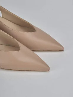 Slingback tacco 5cm pelle marrone