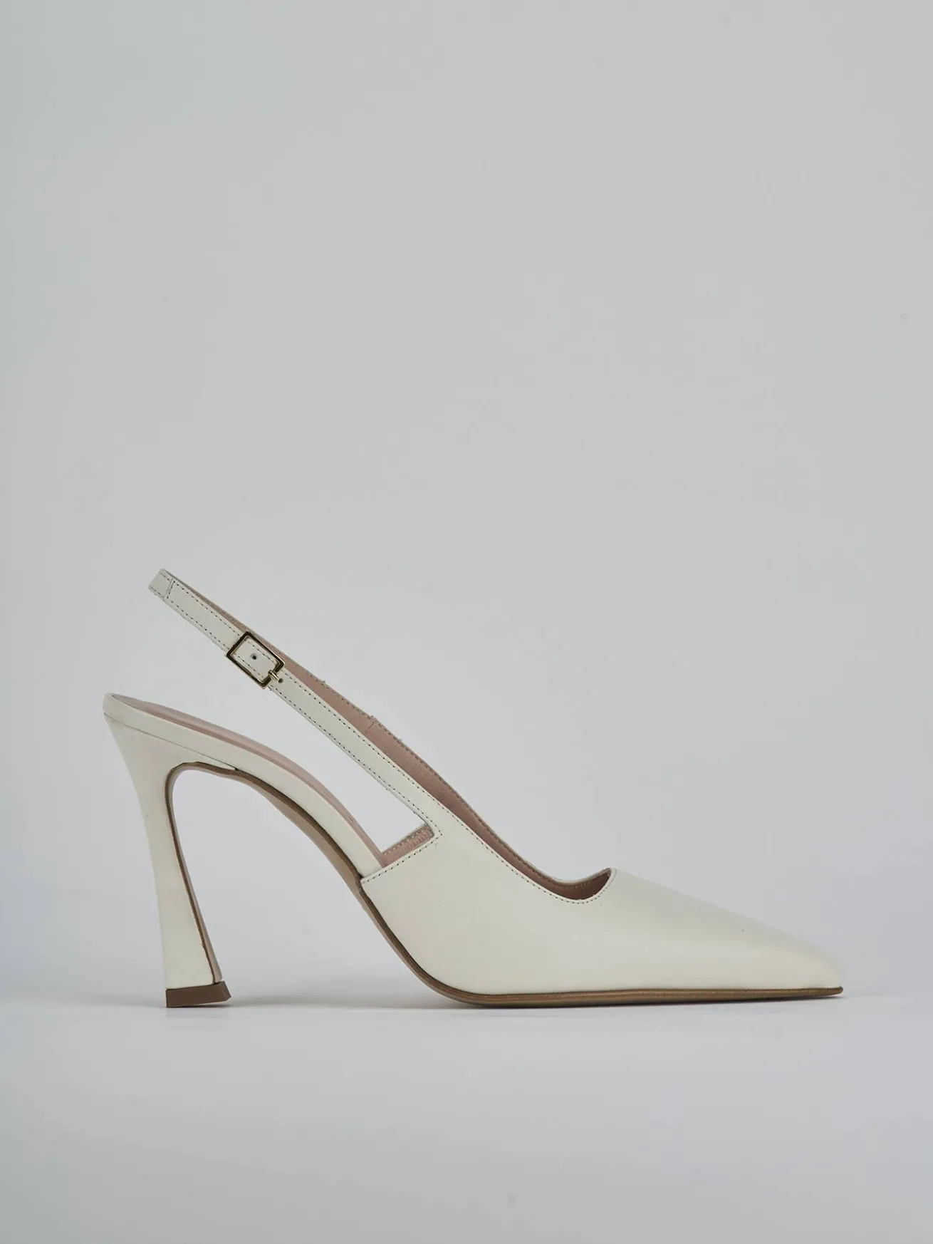 Slingback tacco 9cm pelle bianco