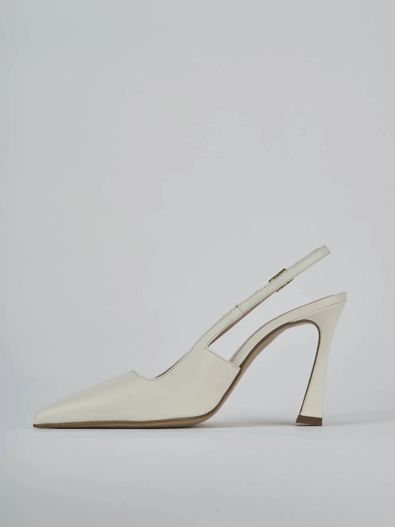 Slingback tacco 9cm pelle bianco