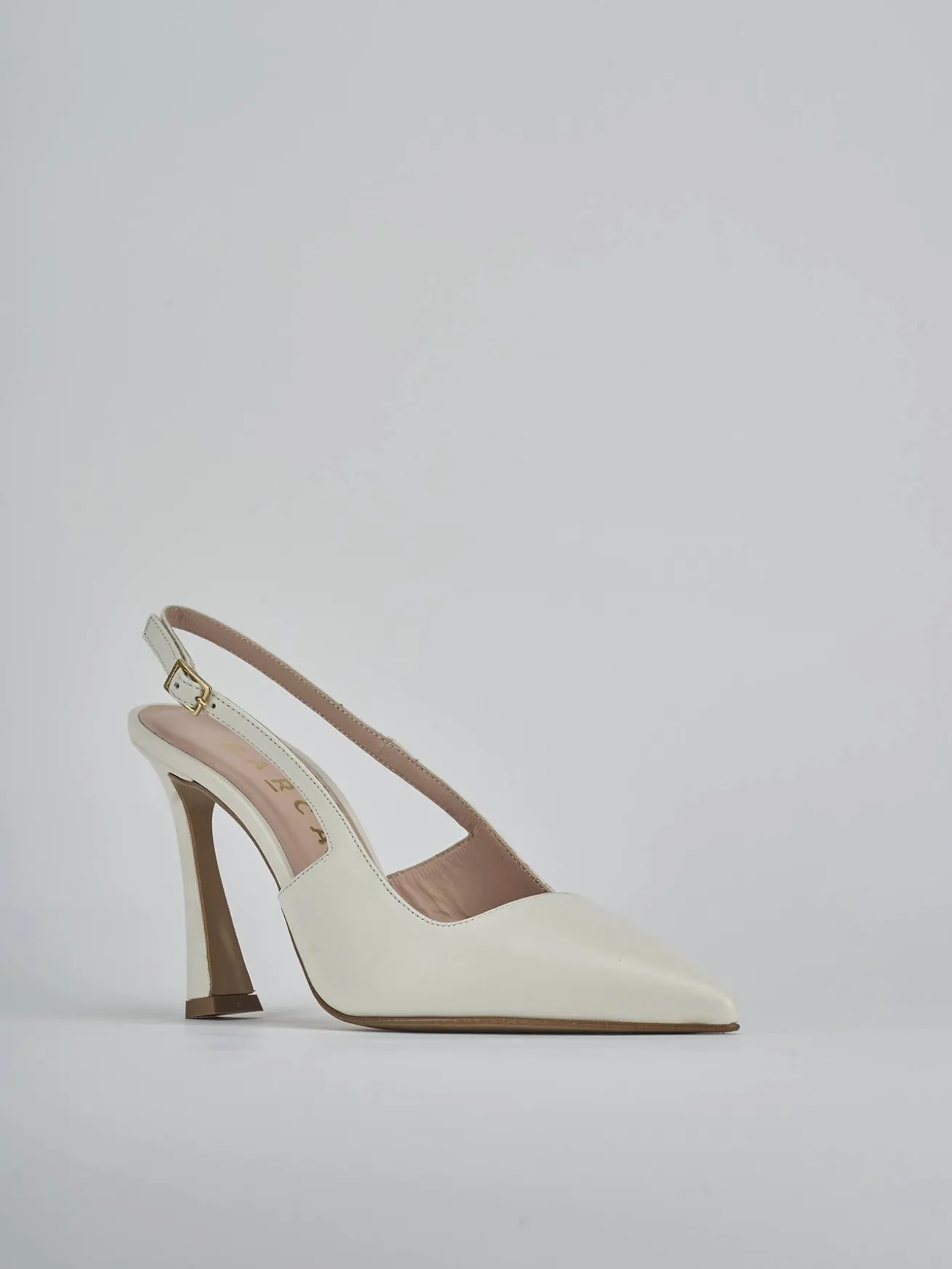 Slingback tacco 9cm pelle bianco