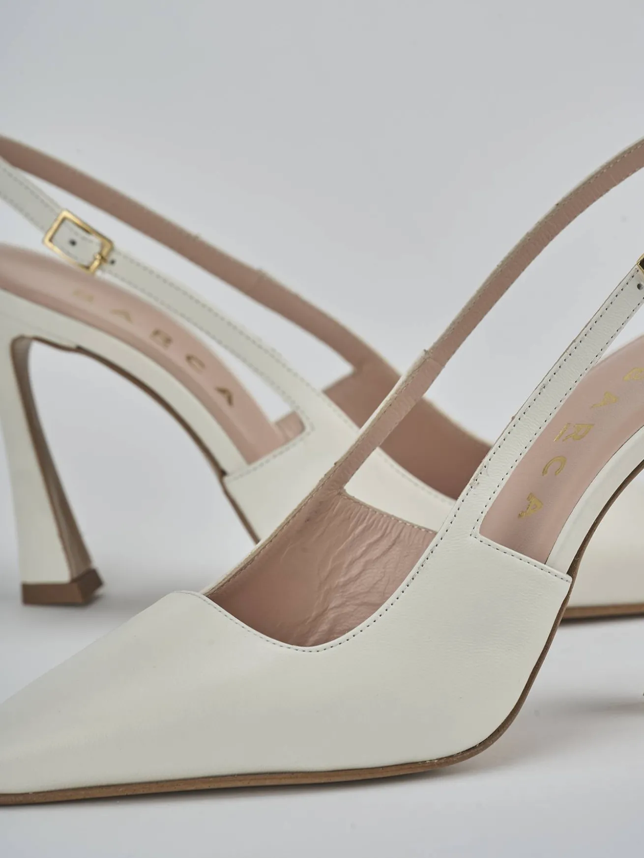 Slingback tacco 9cm pelle bianco