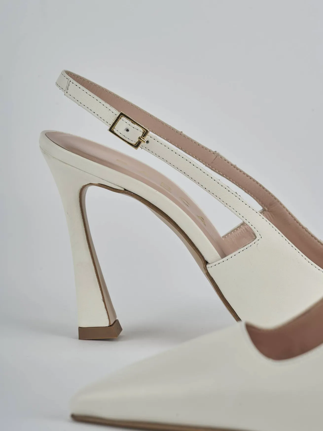 Slingback tacco 9cm pelle bianco