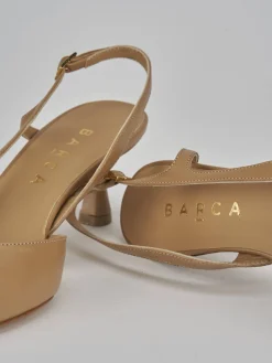 Slingback tacco 5cm pelle marrone