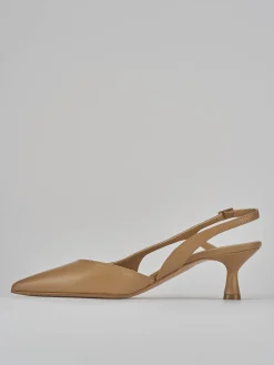 Slingback tacco 5cm pelle marrone