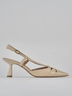 Slingback tacco 7cm pelle beige