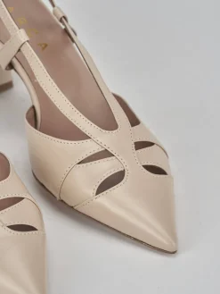 Slingback tacco 7cm pelle beige