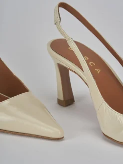 Slingback tacco 6cm pelle bianco