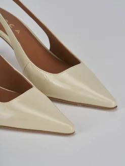 Slingback tacco 6cm pelle bianco