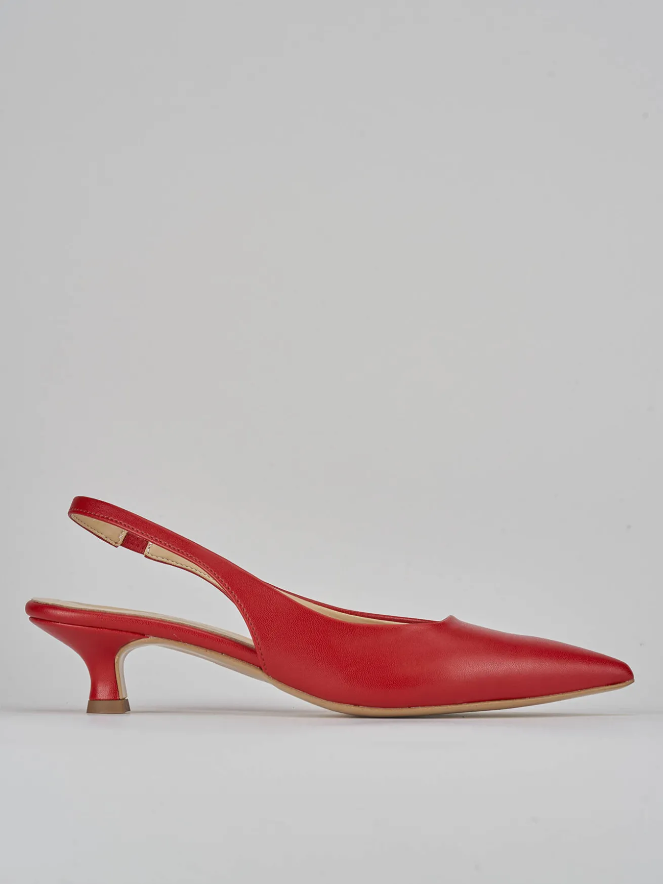 Slingback tacco 3cm pelle rosso