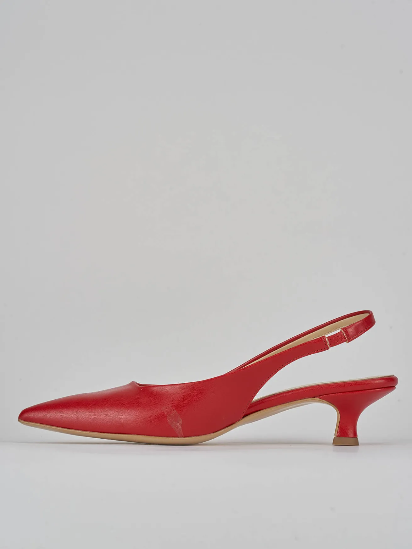 Slingback tacco 3cm pelle rosso