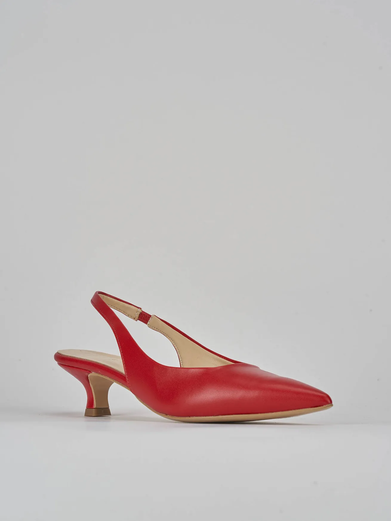 Slingback tacco 3cm pelle rosso