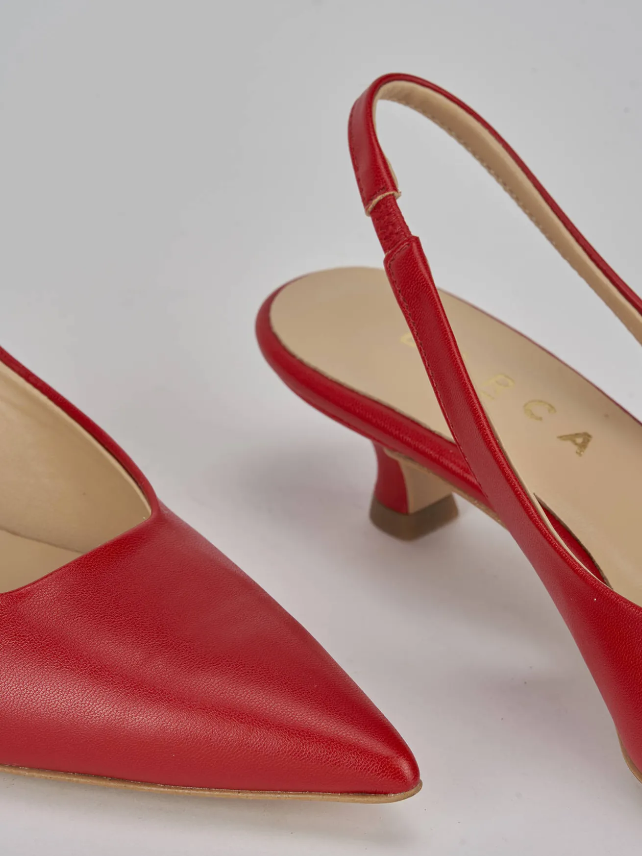 Slingback tacco 3cm pelle rosso