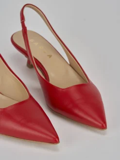 Slingback tacco 3cm pelle rosso