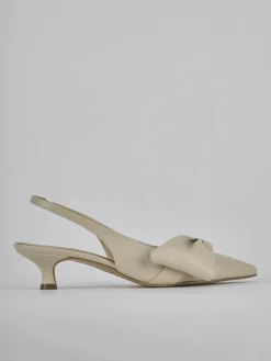 Slingback tacco 4cm pelle beige