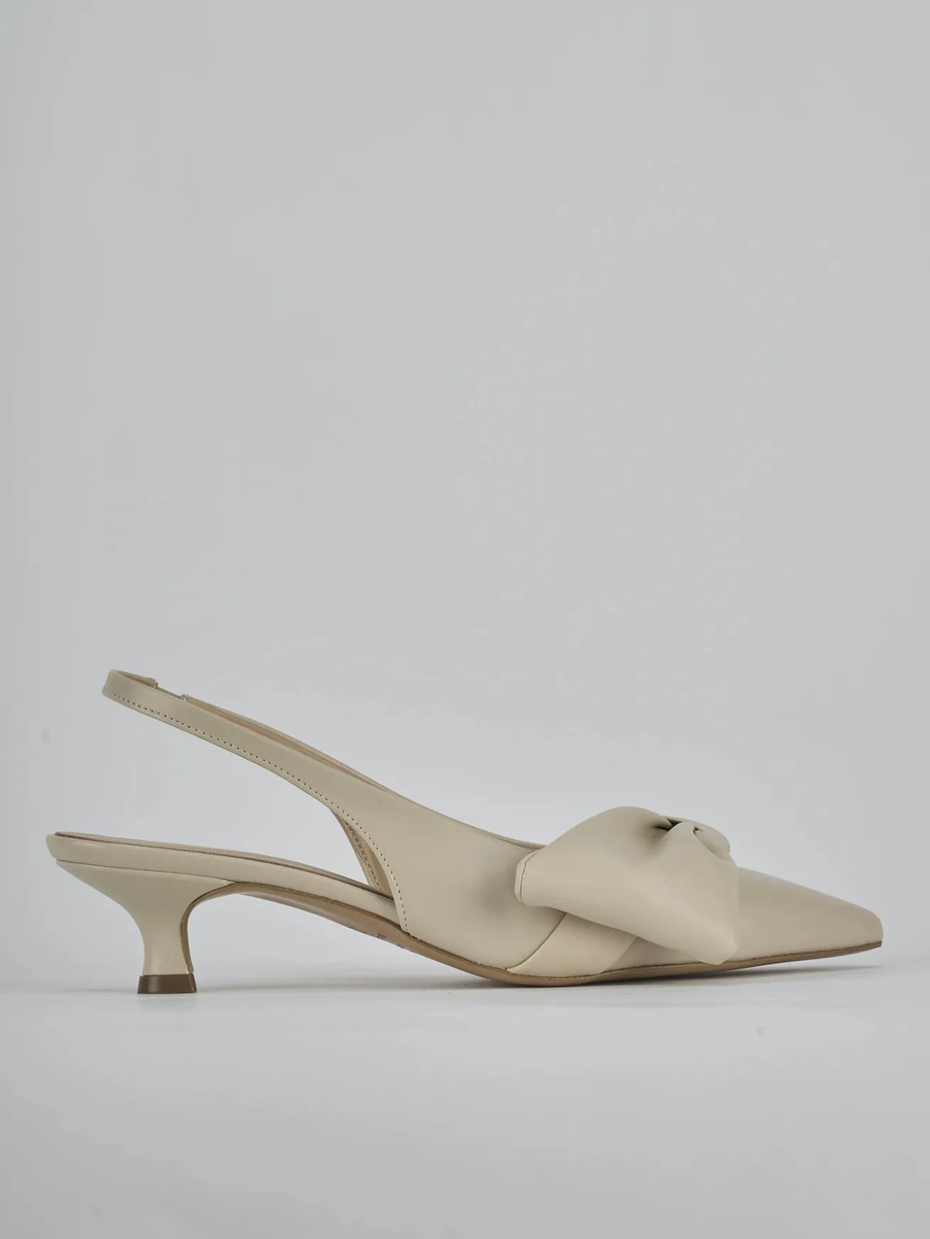 Slingback tacco 4cm pelle beige