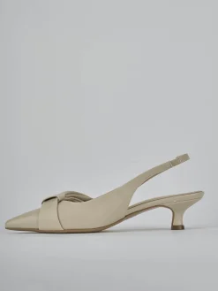 Slingback tacco 4cm pelle beige