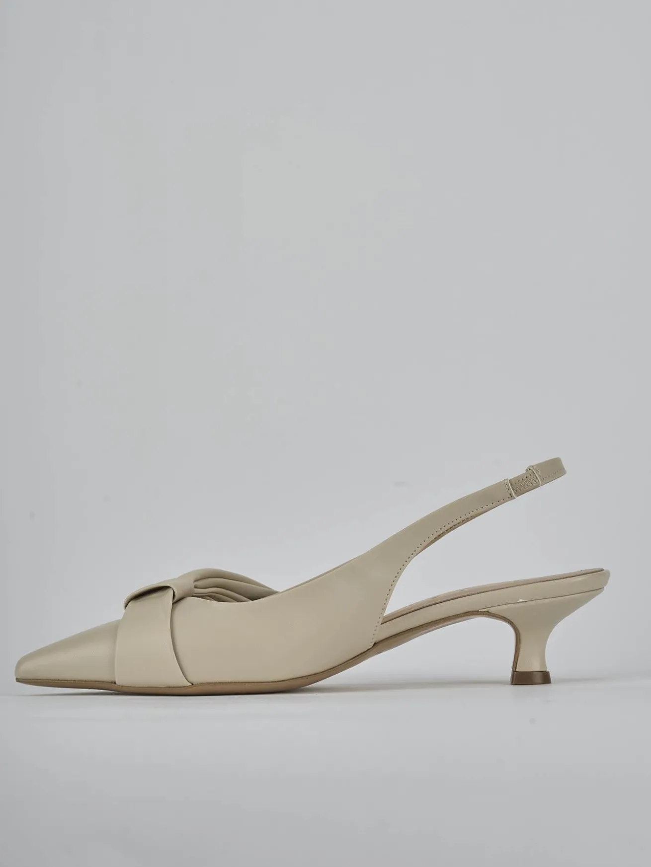 Slingback tacco 4cm pelle beige