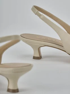 Slingback tacco 4cm pelle beige