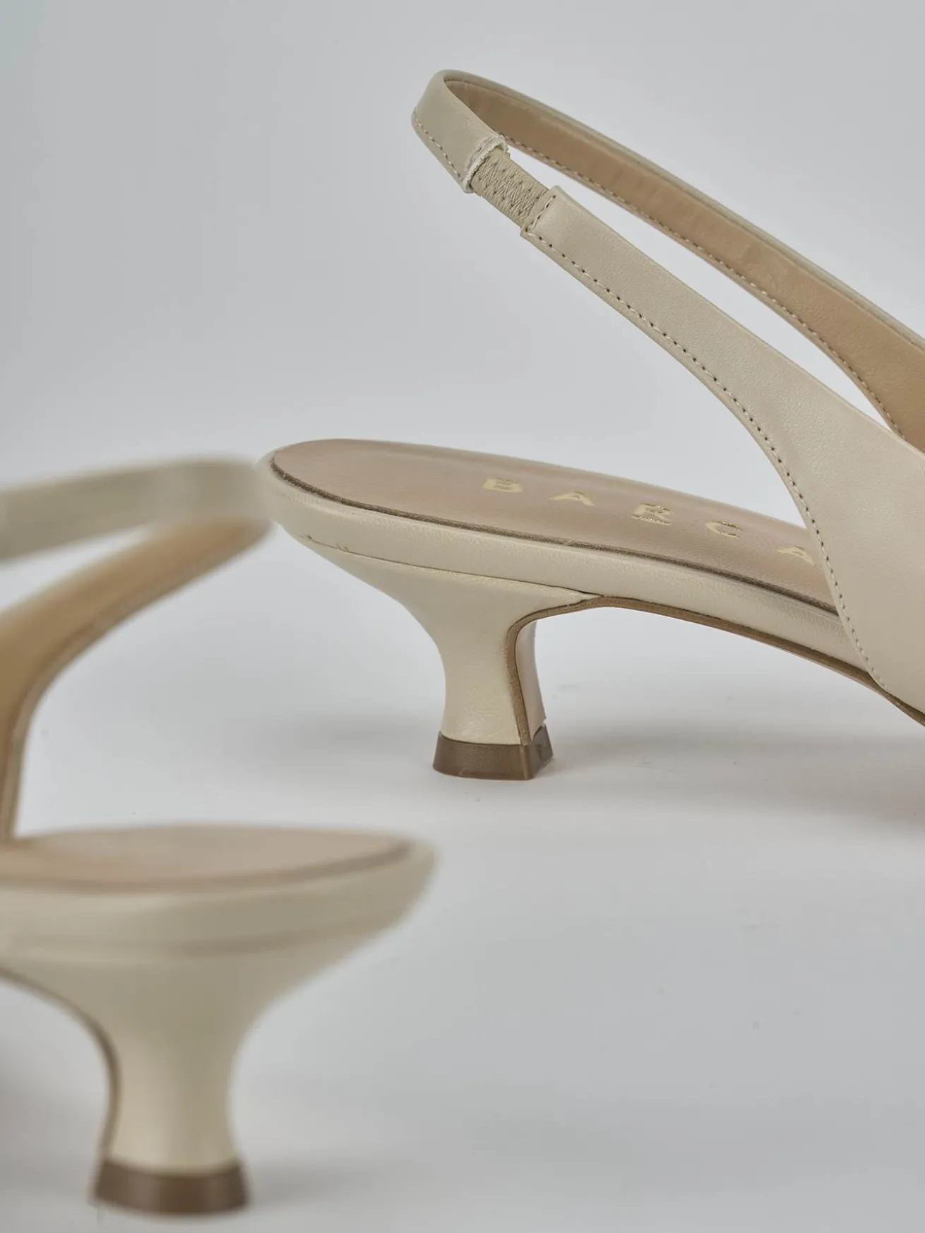 Slingback tacco 4cm pelle beige