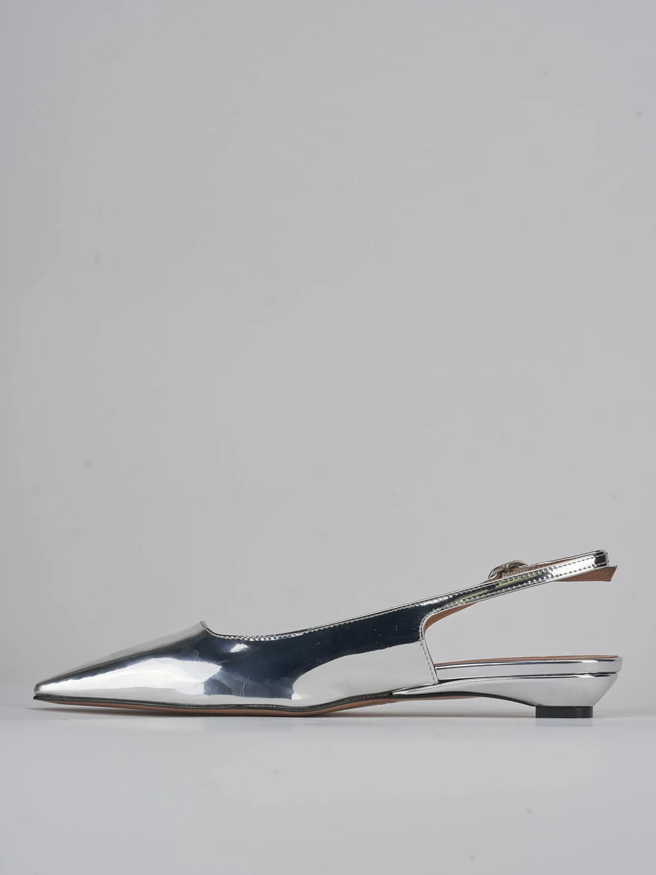 Slingback tacco 2cm pelle argento