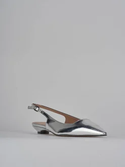 Slingback tacco 2cm pelle argento