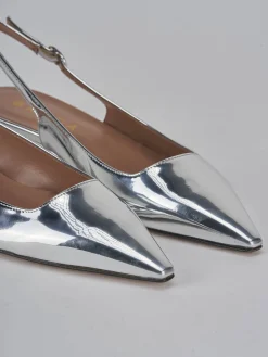 Slingback tacco 2cm pelle argento