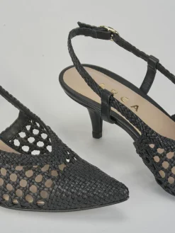 Slingback tacco 5cm pelle nero