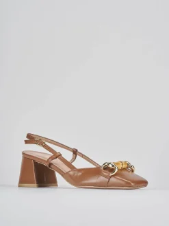 Slingback tacco 6cm pelle testa