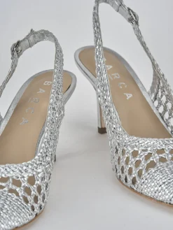 Slingback tacco 7cm pelle argento