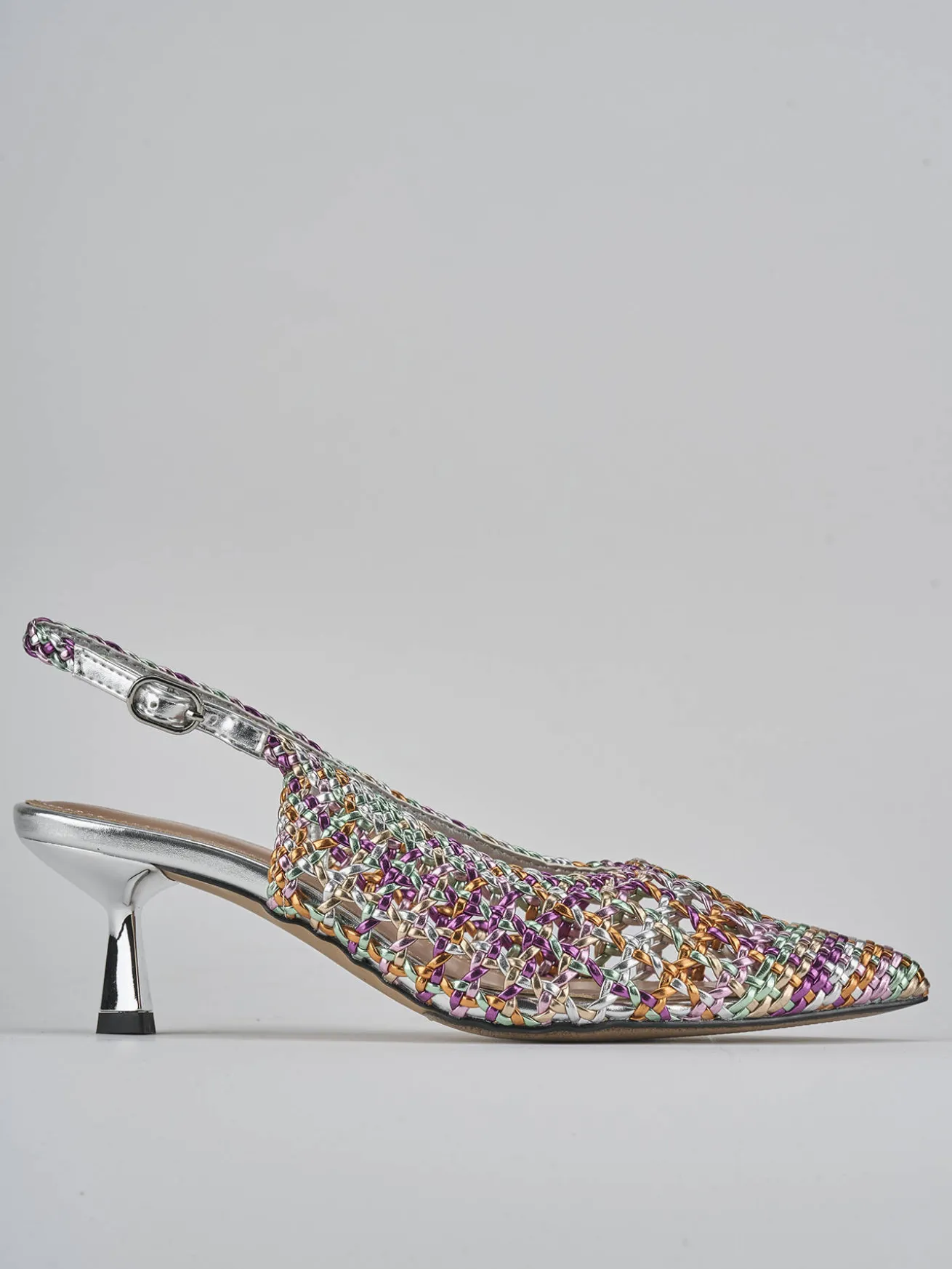 Slingback tacco 6cm pelle multicolor