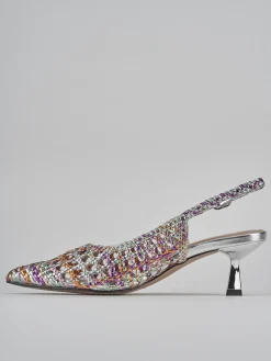 Slingback tacco 6cm pelle multicolor