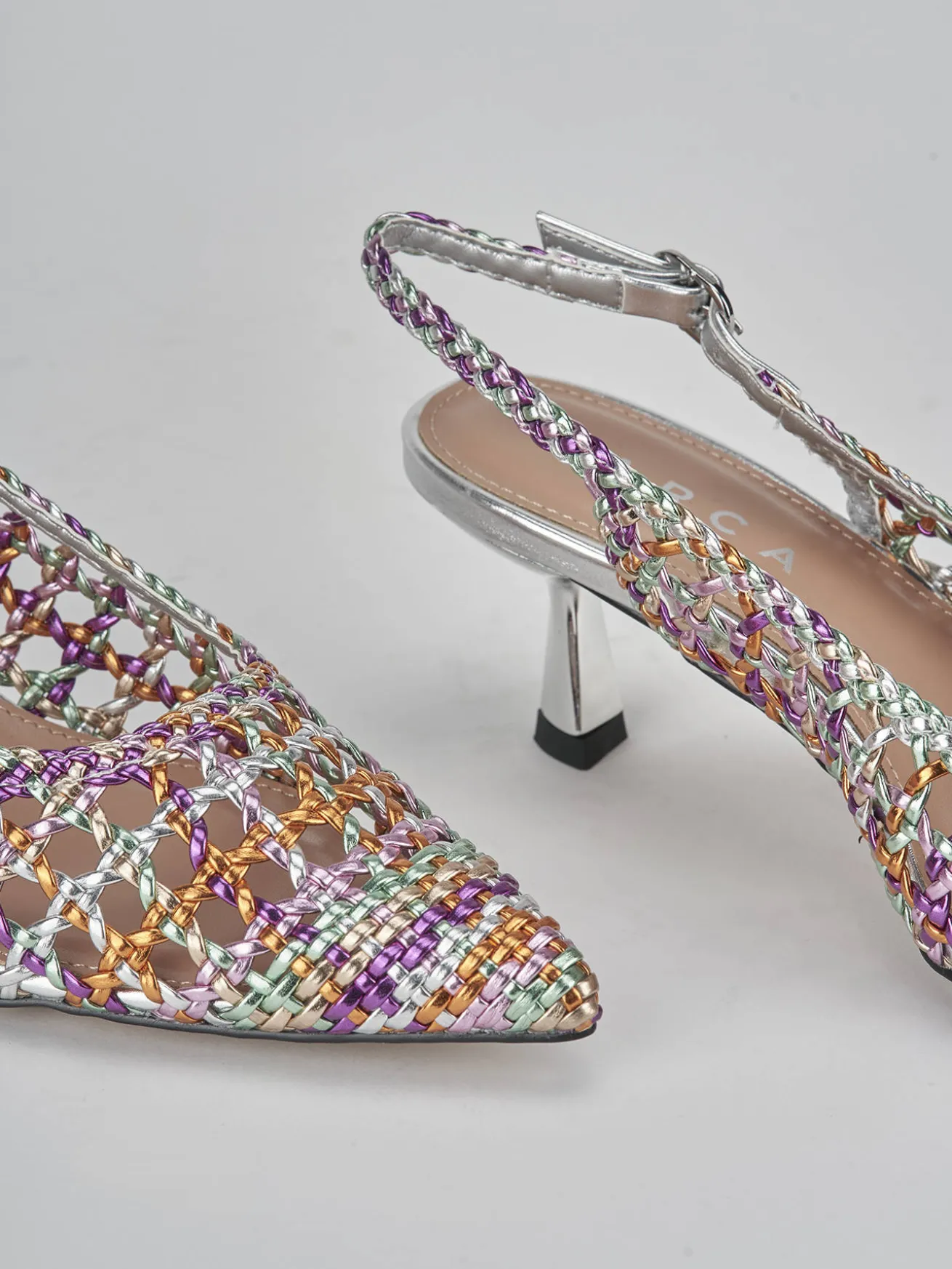 Slingback tacco 6cm pelle multicolor