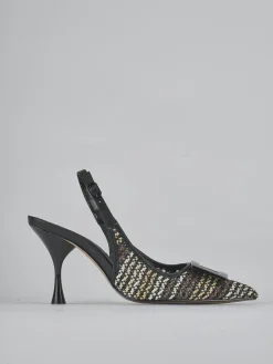 Slingback tacco 8cm pelle nero