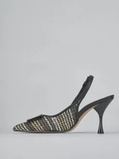Slingback tacco 8cm pelle nero
