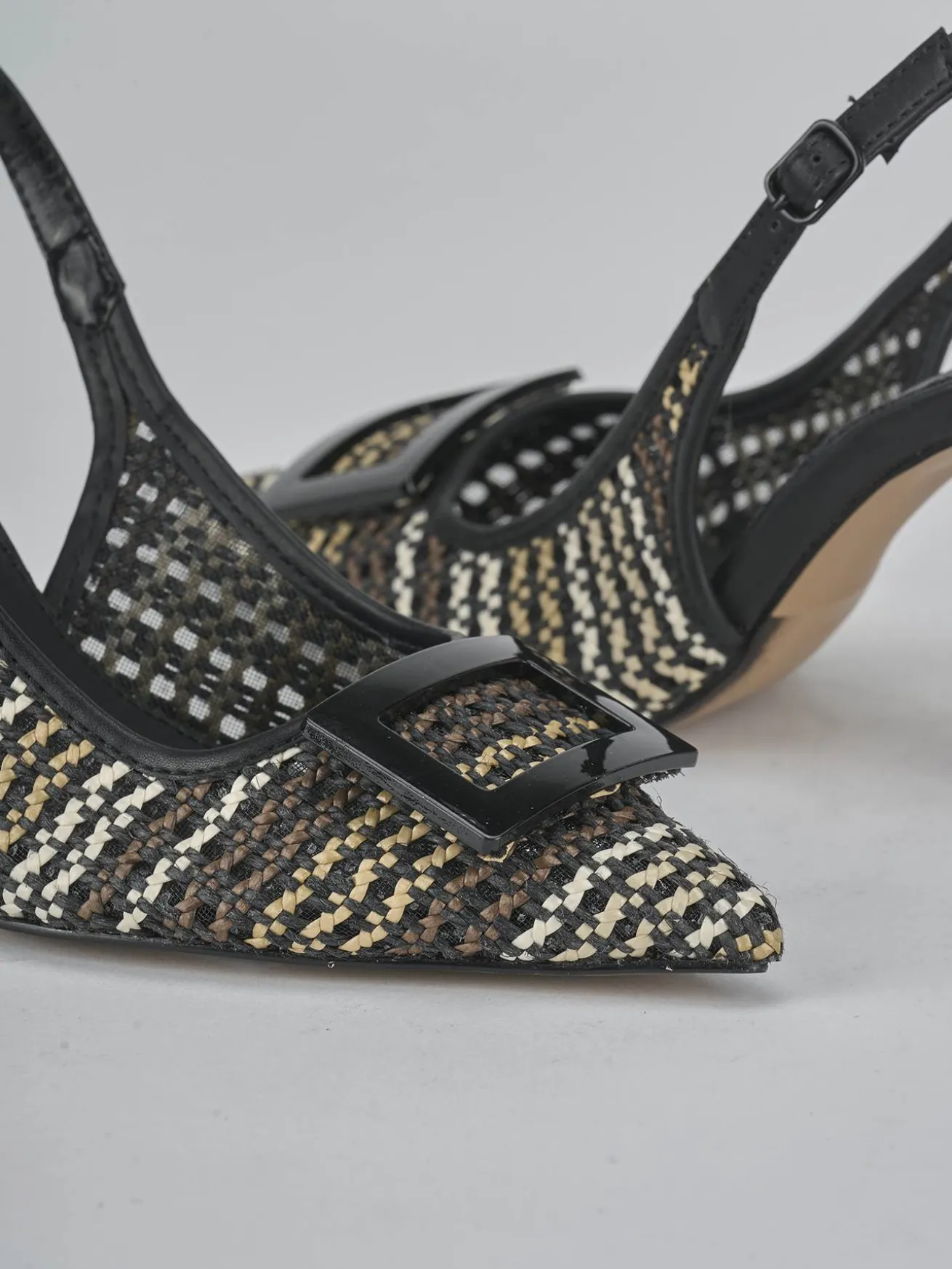 Slingback tacco 8cm pelle nero