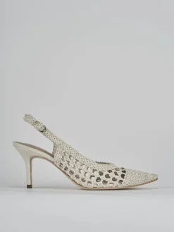Slingback tacco 7cm pelle bianco