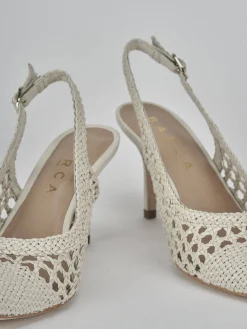 Slingback tacco 7cm pelle bianco