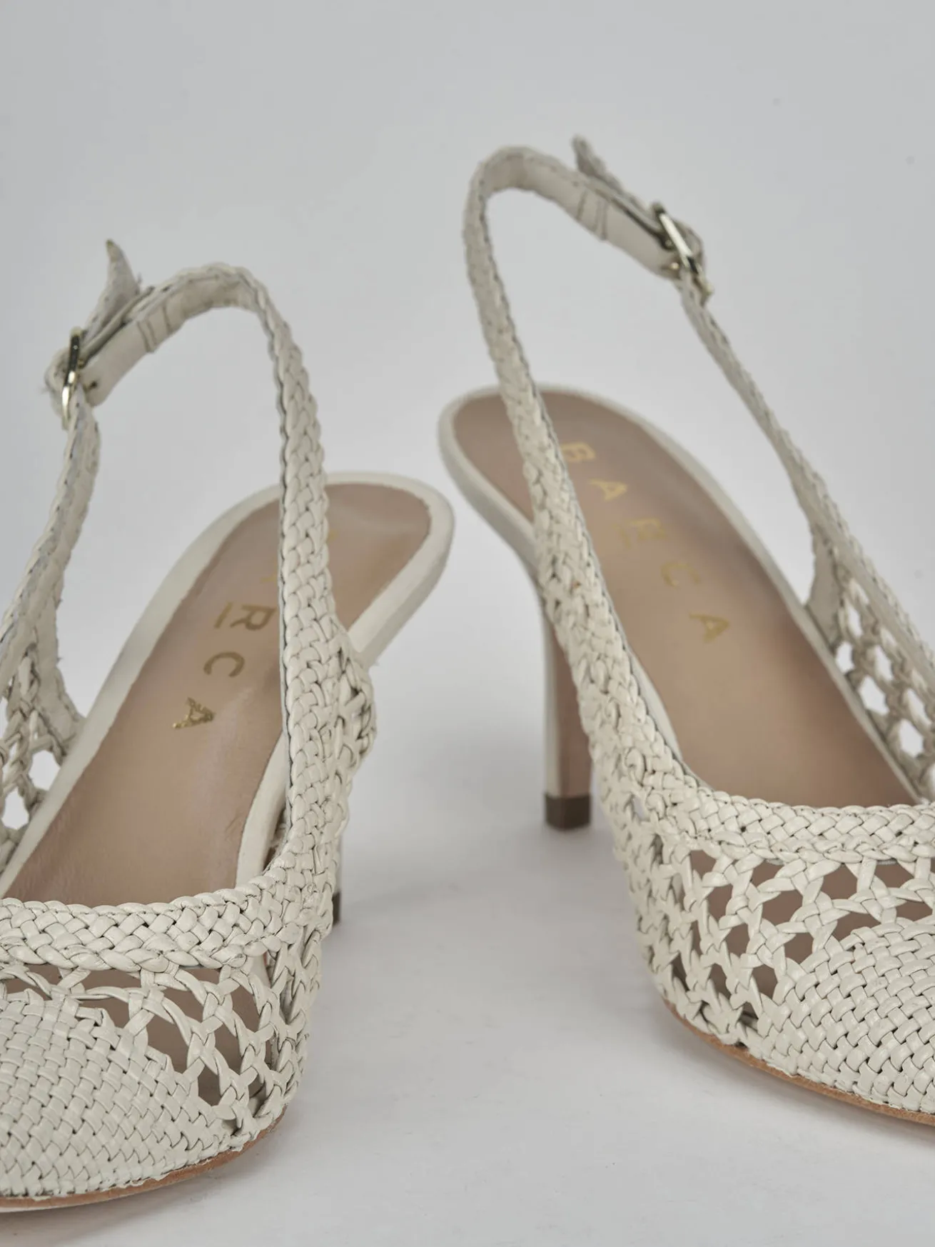 Slingback tacco 7cm pelle bianco