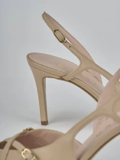 Slingback tacco 7cm pelle marrone