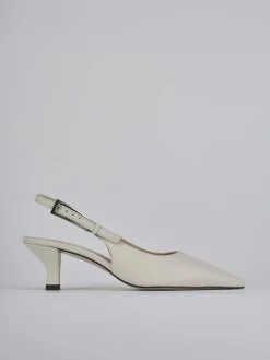 Slingback tacco 6cm pelle beige
